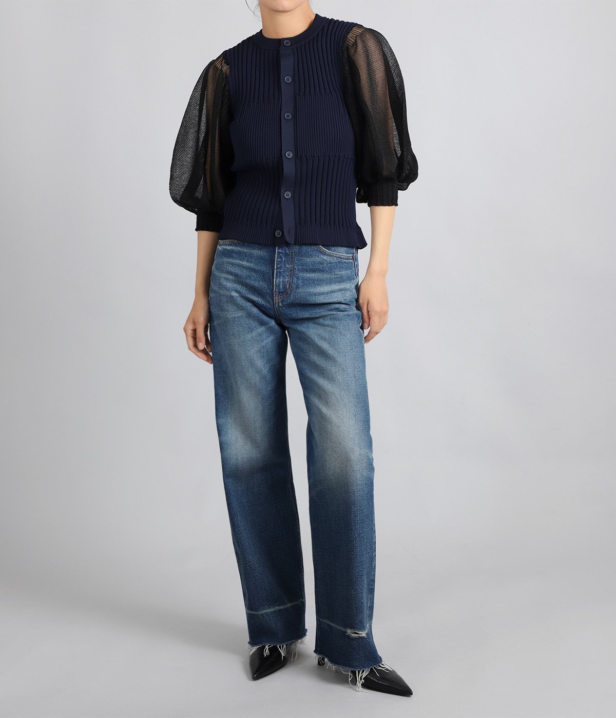 レディース】FLUTED LUCENT PUFFSLEEVE CARDIGAN | CFCL(シーエフ