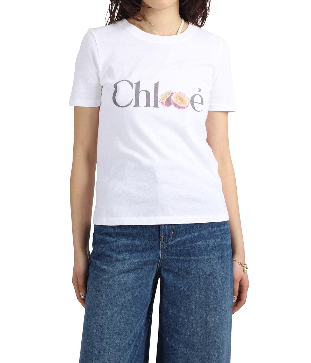 【美品】  Chloe / クロエ | 2021SS | ボタニカル ロゴ プリント Tシャツ | S | ホワイト | レディース レディース】JH08 | Chloe(クロエ) / トップス カットソー半袖・T