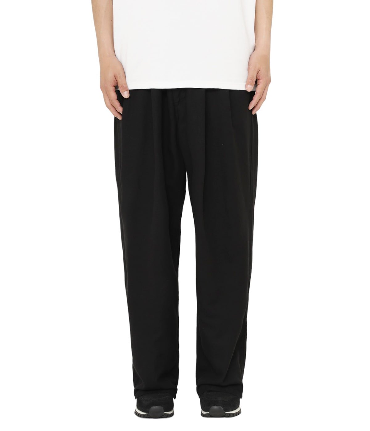 Garment Dyed Double Cloth 2 Tuck Wide Easy Trousers | COOTIE 