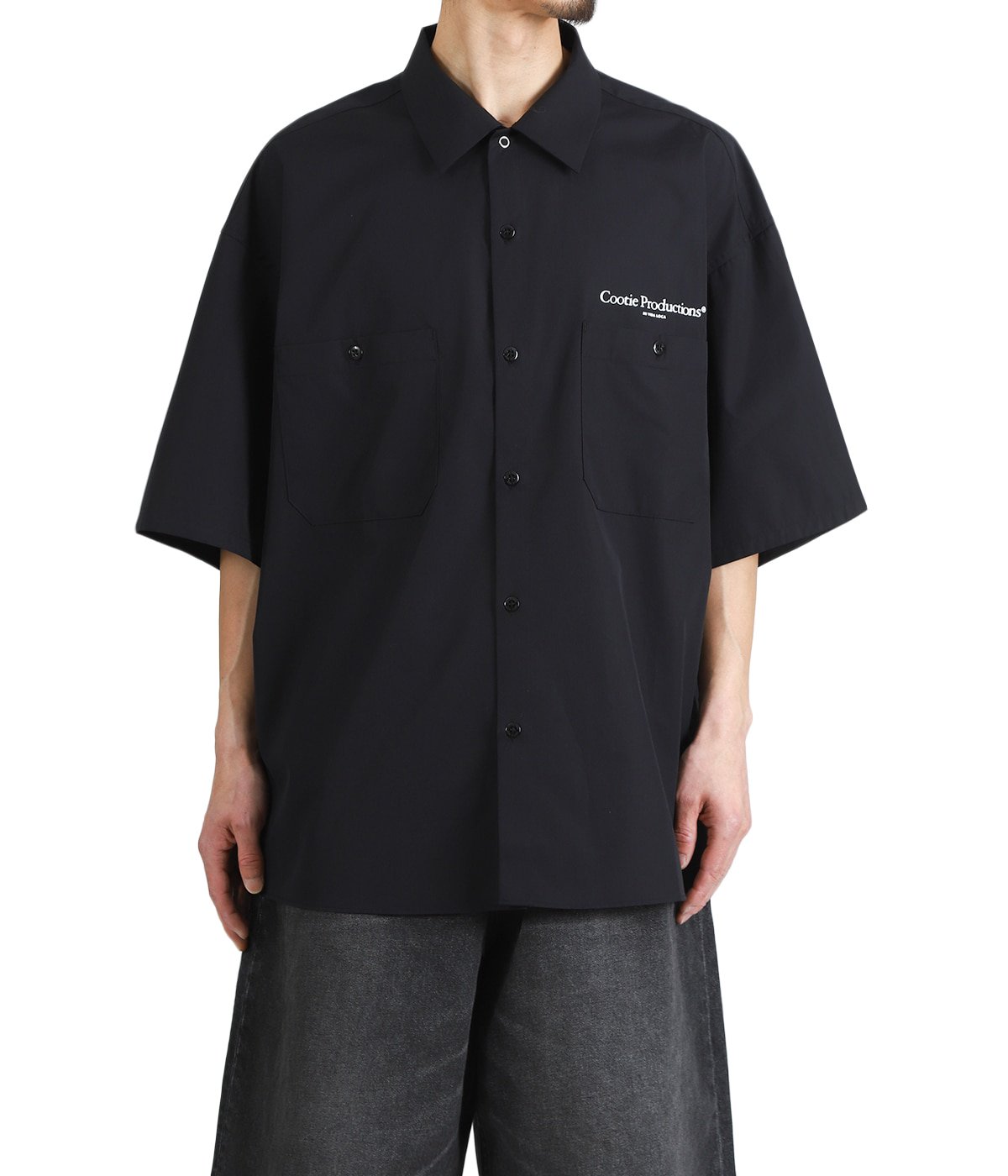 COTTE PRODUCTIONS ブラック半袖シャツ Broad S/S Work Shirt | COOTIE PRODUCTIONS(クーティー