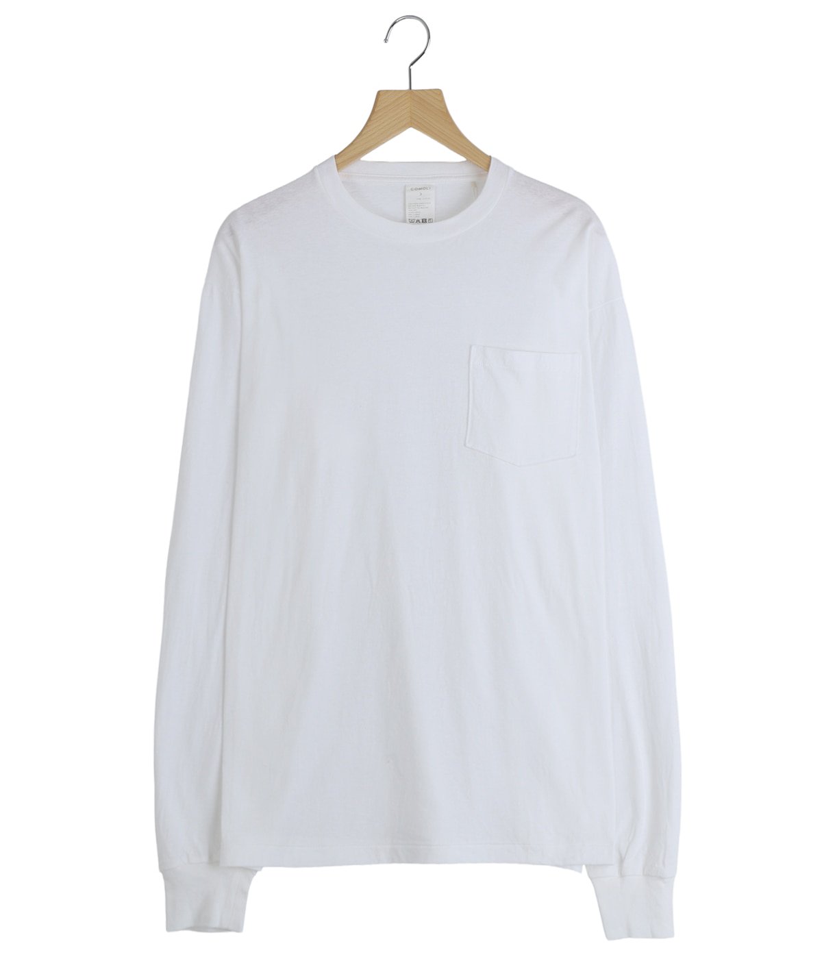 ホワイト長袖トップス 胸部デザイン サープラス 長袖Tシャツ | COMOLI(コモリ) / トップス カットソー長袖