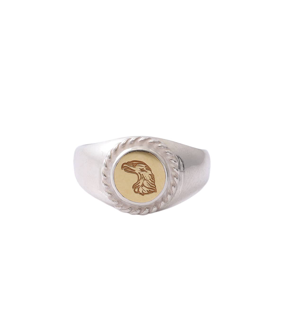 EAGLE HEAD STAMPED RING (18K GOLD ACCENT) No. 36 | LARRY SMITH