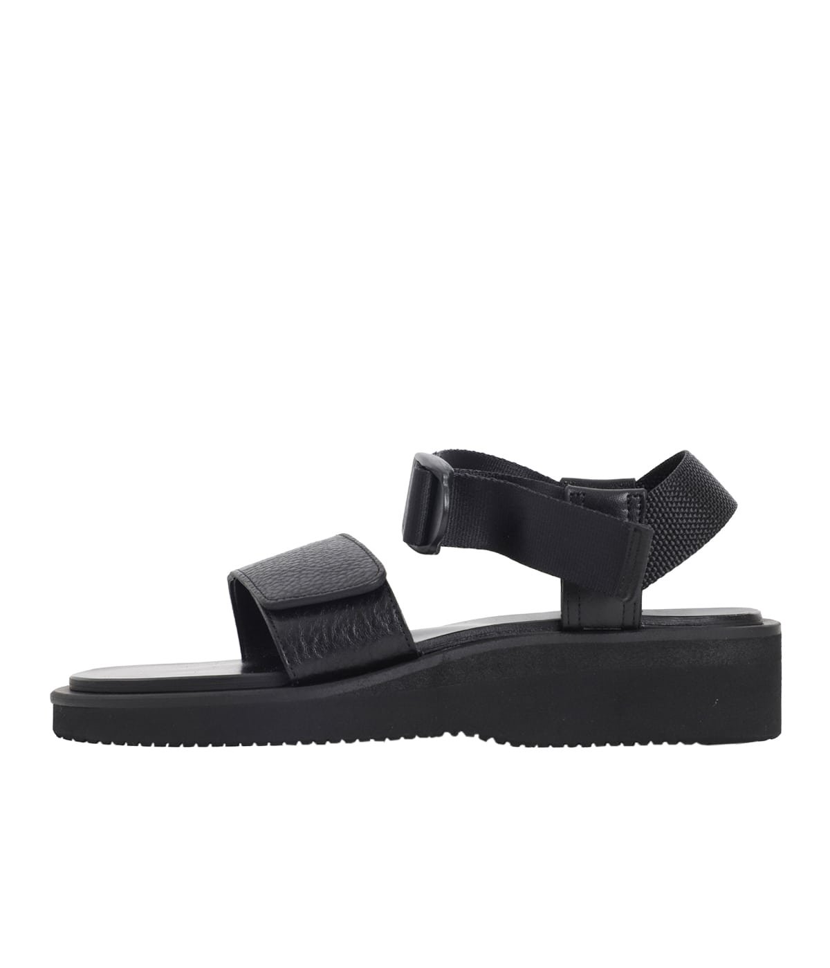 美品　FOOTWORKS サンダル 23.5 cm ブラック レディース】Sandals with Velcro Straps (wide belt) in Grain