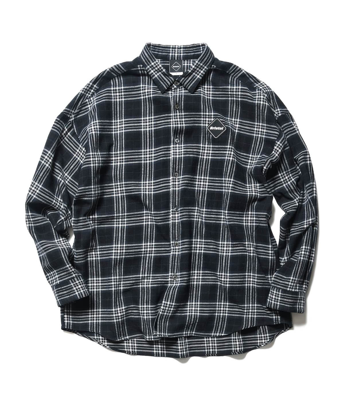 アニメショート L FCRB BIG LOGO FLANNEL BAGGY SHIRT ブルー - シャツ