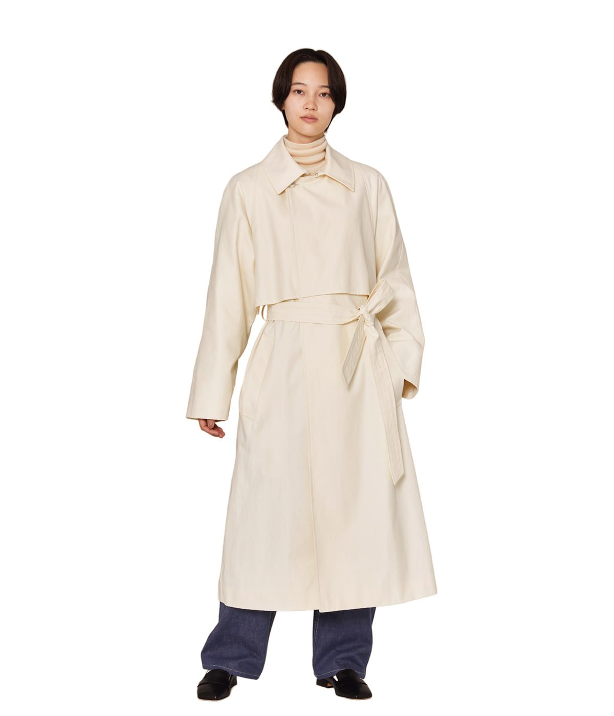 全体的にやや着用感ありますseya petrol long trench coat