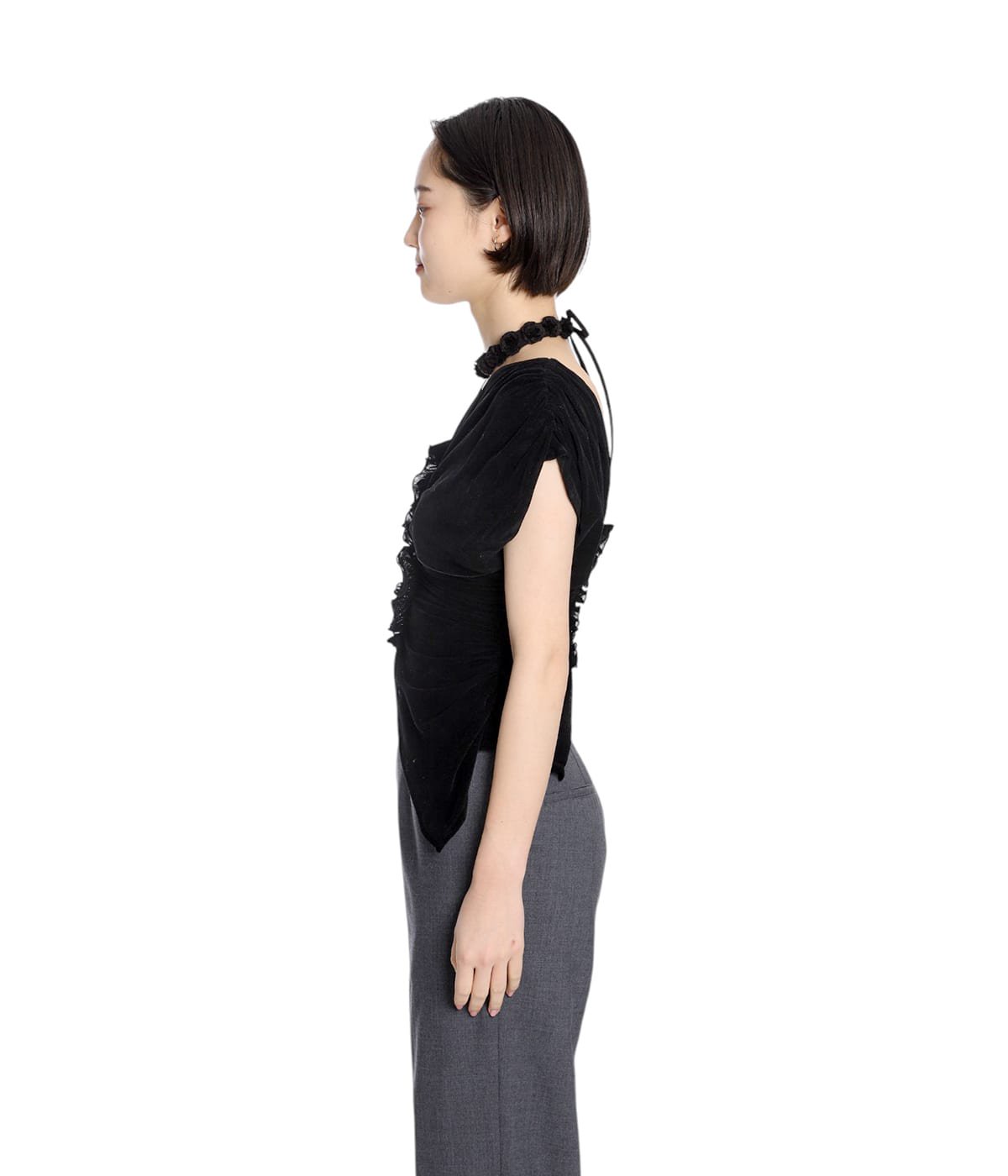 トップス 25SS FETICO VELVET TULLE SHIRRING TOP 25SS】FETICO フェティコ /VELVET TULLE SHIRRING TOP