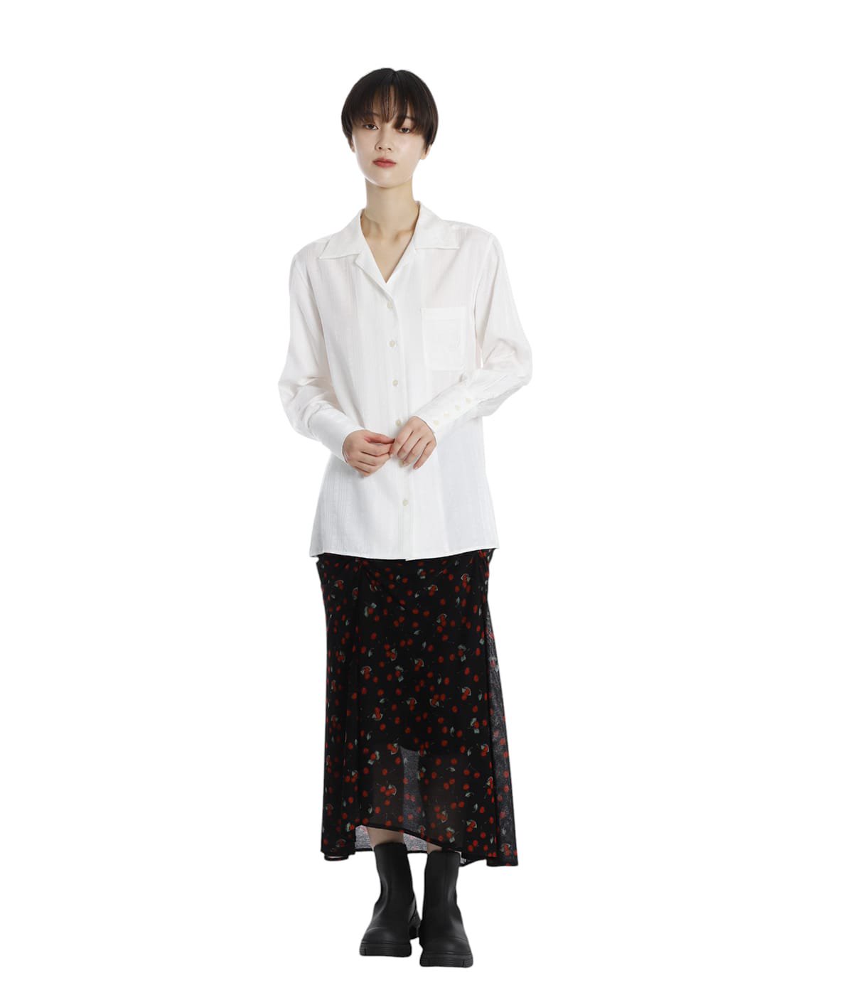 FETICO シャツ FETICO】CUTOUT SATIN SHIRT - brown | loop