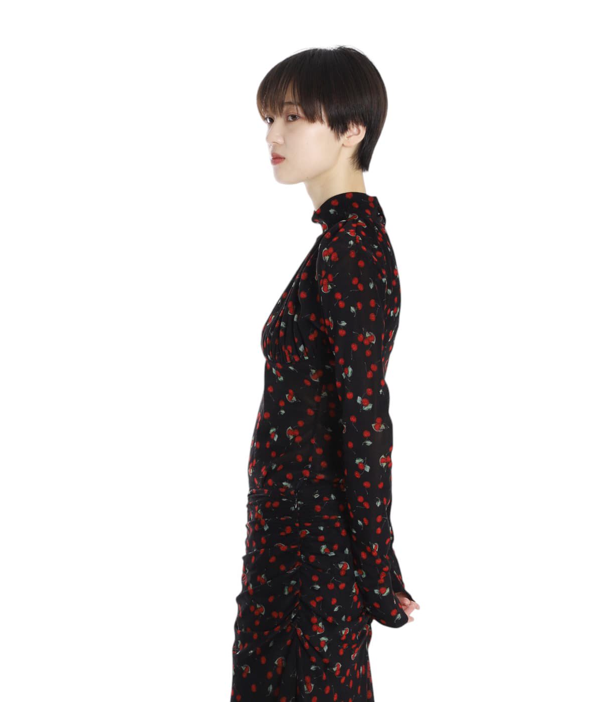 レディース】Printed velvet tulle turtleneck bodysuit | FETICO 