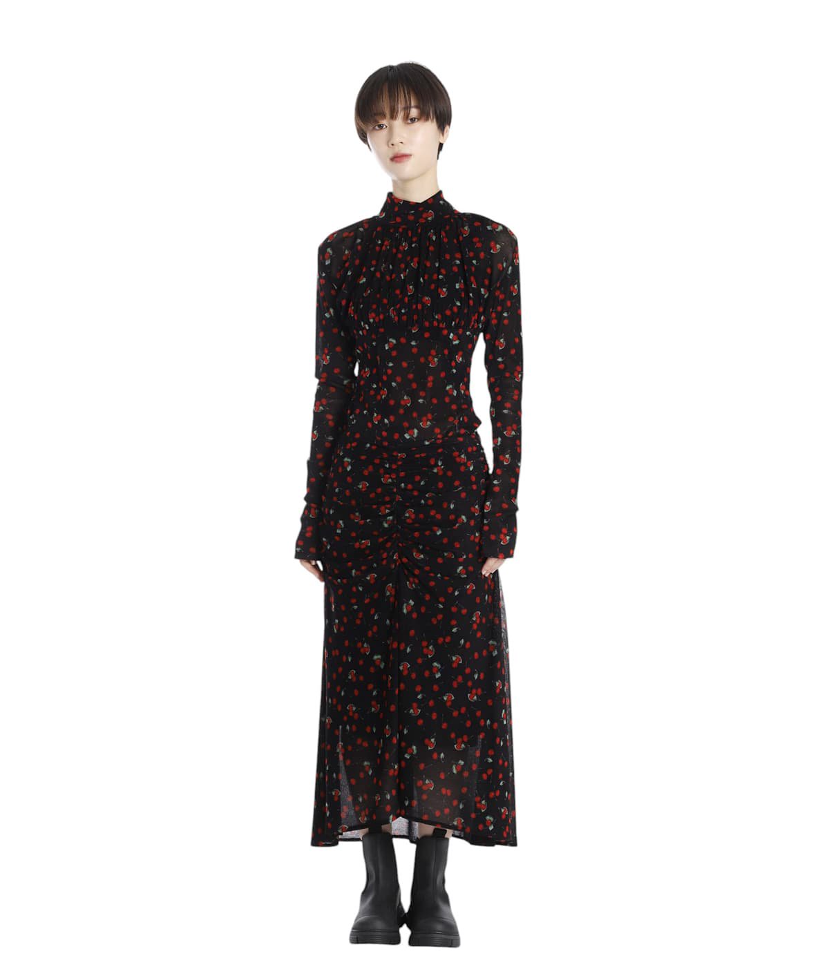 レディース】Printed velvet tulle gathered skirt | FETICO