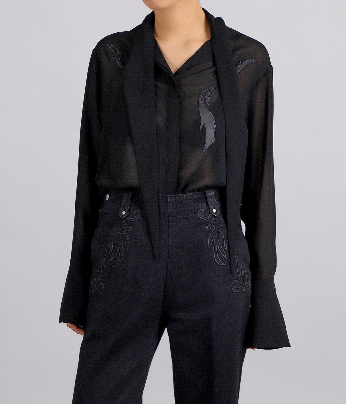 レディース】EMBROIDERED SHEER SHIRT | FETICO(フェティコ