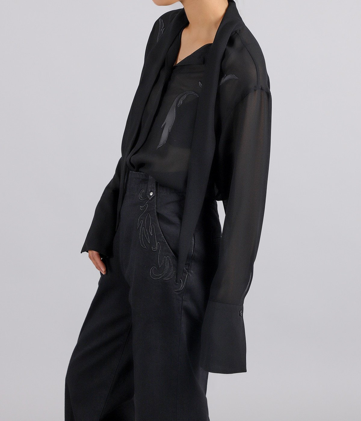 レディース】EMBROIDERED SHEER SHIRT | FETICO(フェティコ