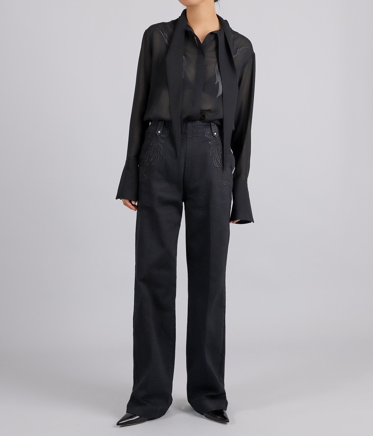 レディース】EMBROIDERED SHEER SHIRT | FETICO(フェティコ