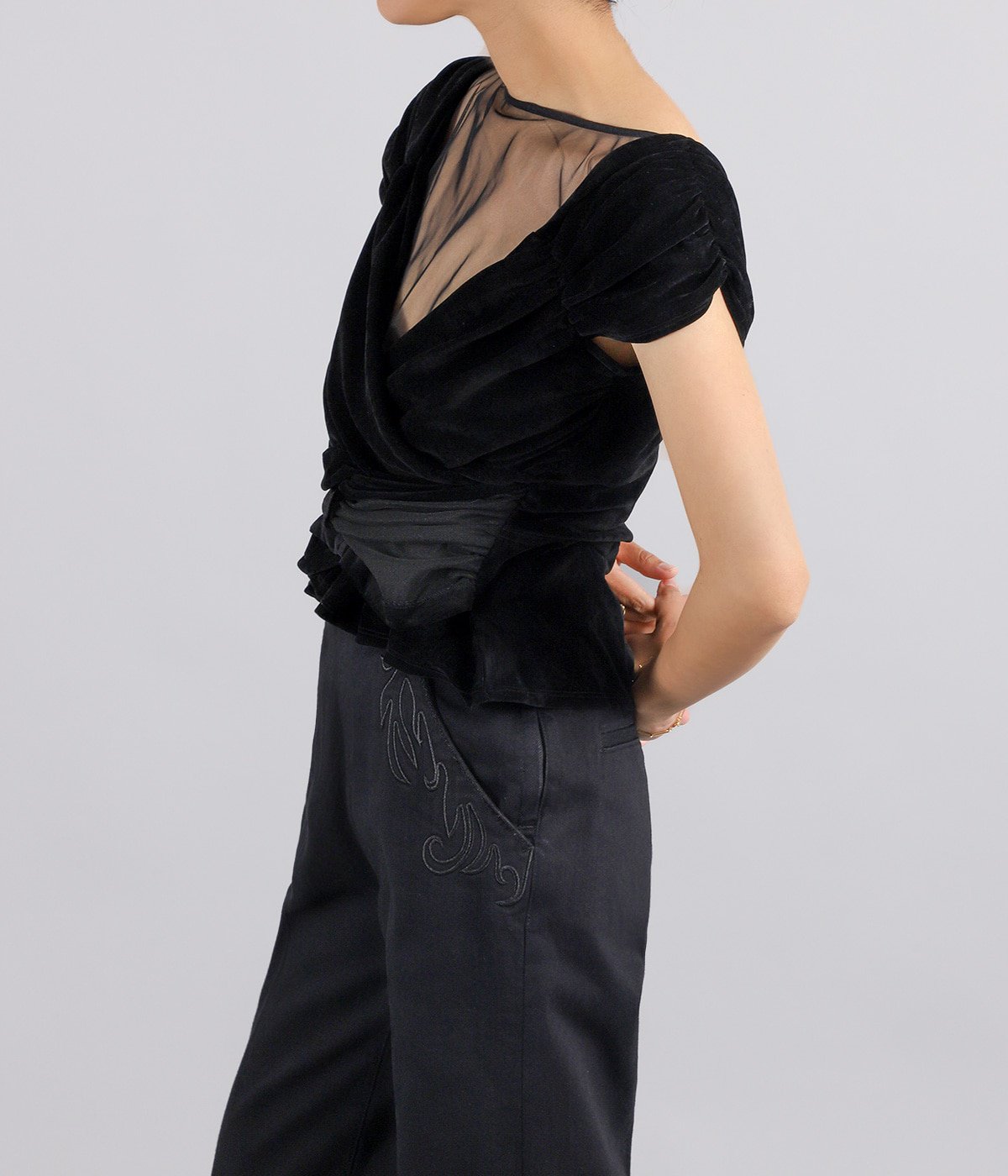レディース】VELVET TULLE GATHERED TOP | FETICO(フェティコ