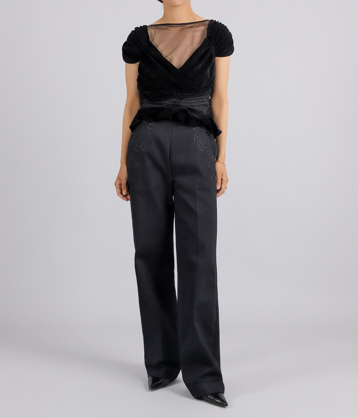 レディース】VELVET TULLE GATHERED TOP | FETICO(フェティコ