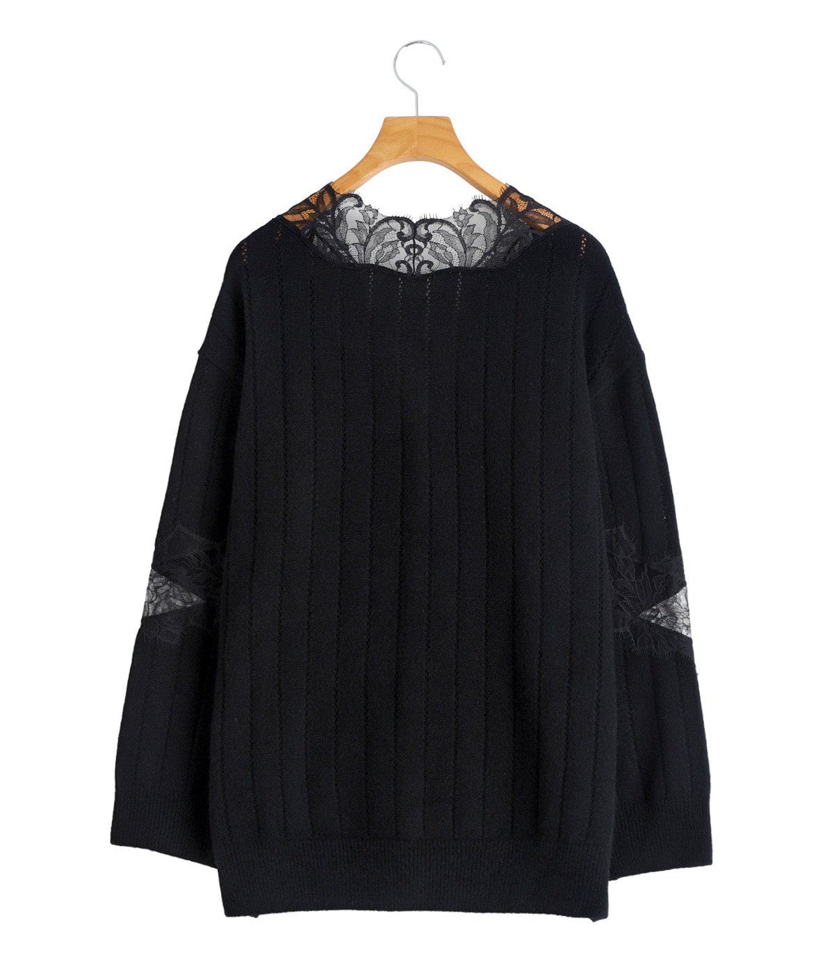レディース】OVERSIZED HAIRY LACE PANELED KNIT CARDIGAN | FETICO