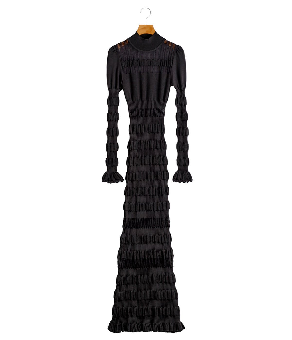 レディース】SHEER LACE STRIPE KNIT MAXI DRESS | FETICO(フェティコ
