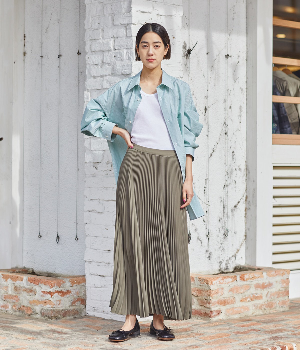 Graphpaper Satin Pleats Skirt - ロングスカート