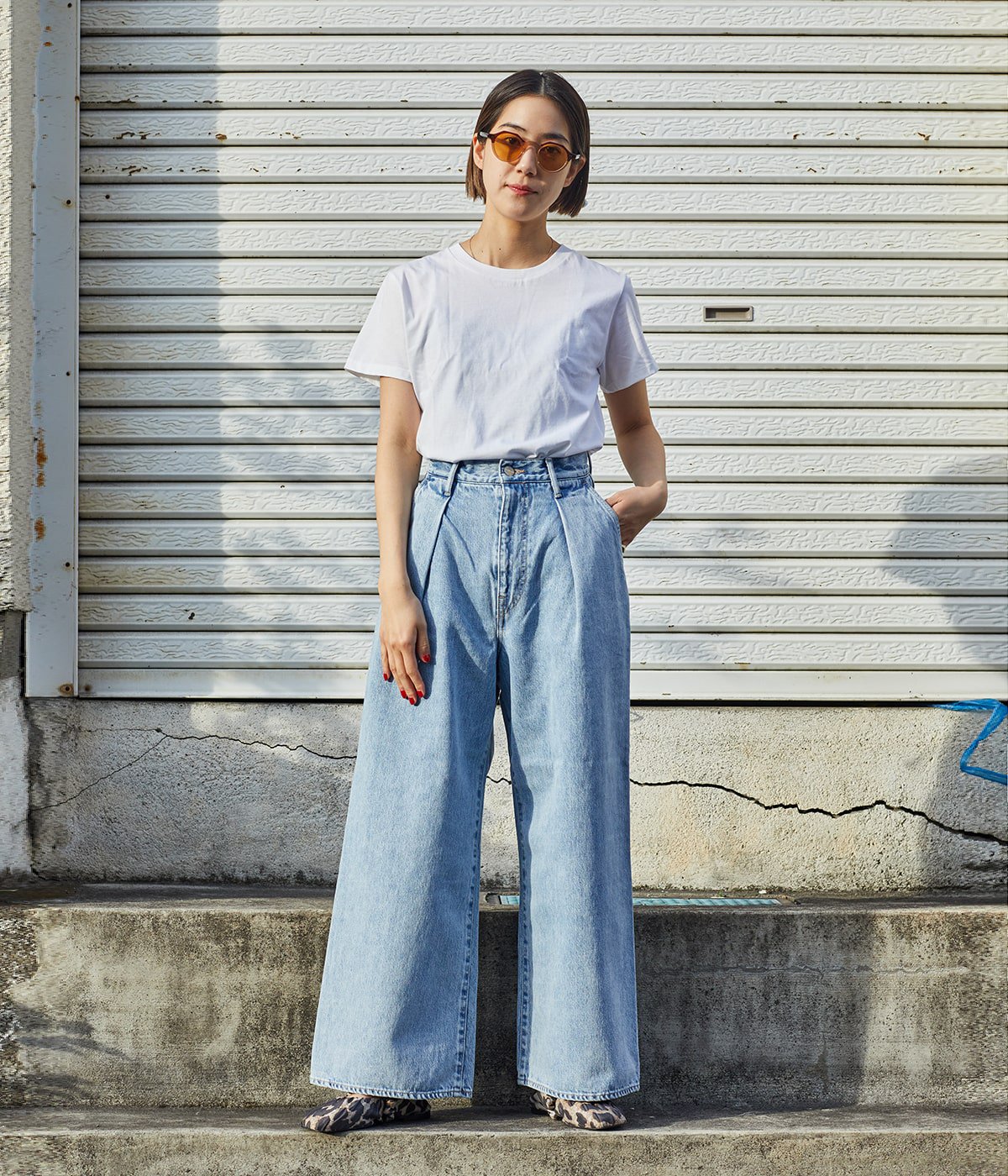 レディース】【ONLY ARK】別注 Selvage Denim Two Tuck Wide Pants