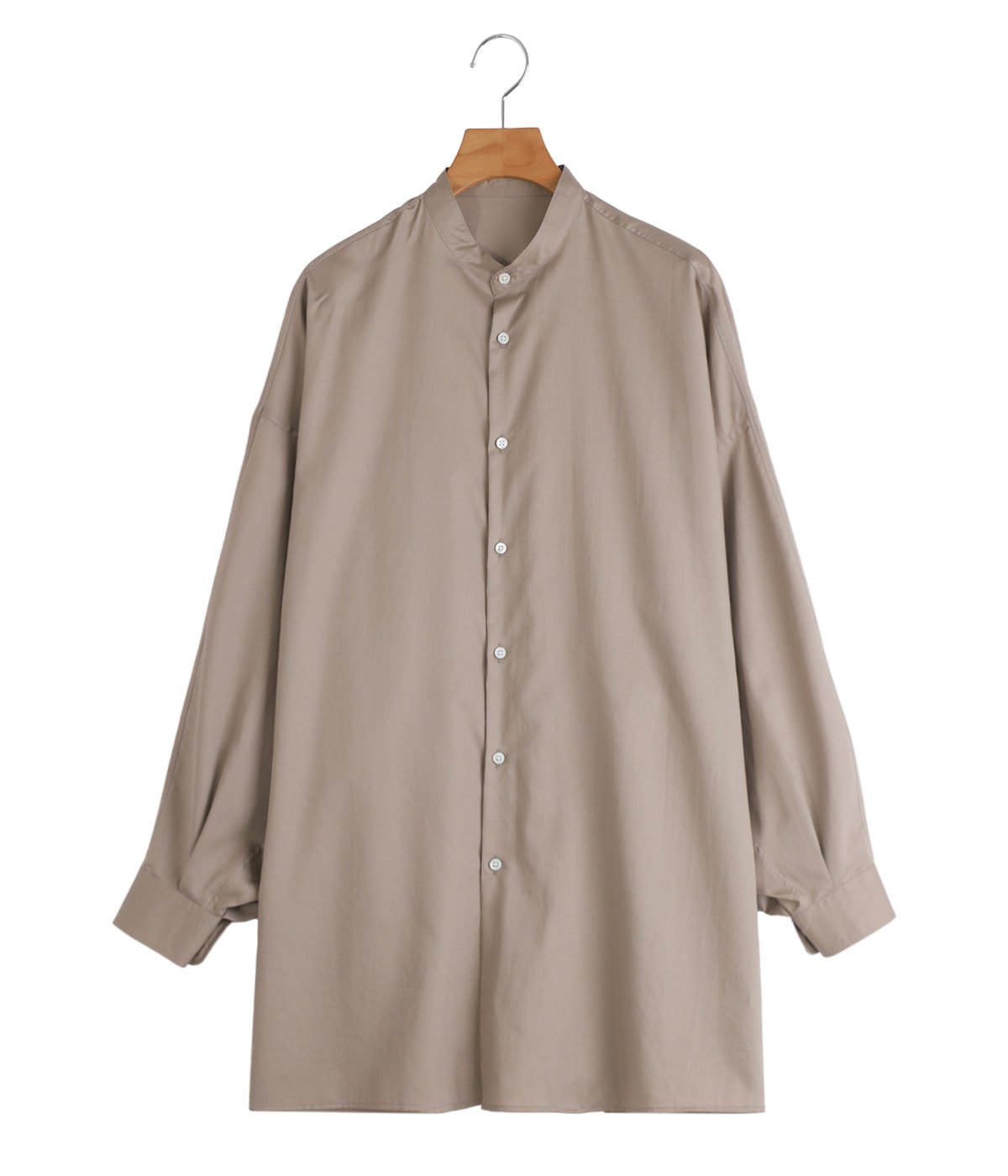 トップス LOHEN BAND COLLAR SLIT SHIRT レディース】Silicon Poplin Deep Slit Band Collar Shirt
