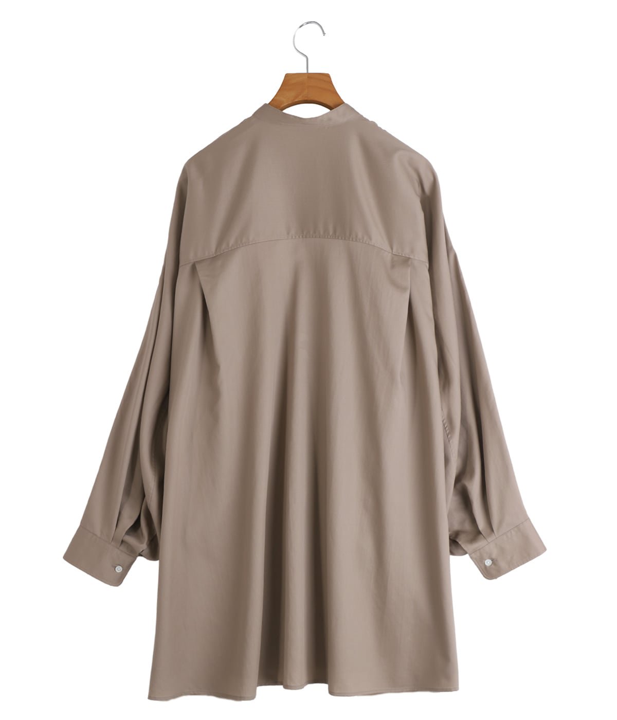レディース】Silicon Poplin Deep Slit Band Collar Shirt