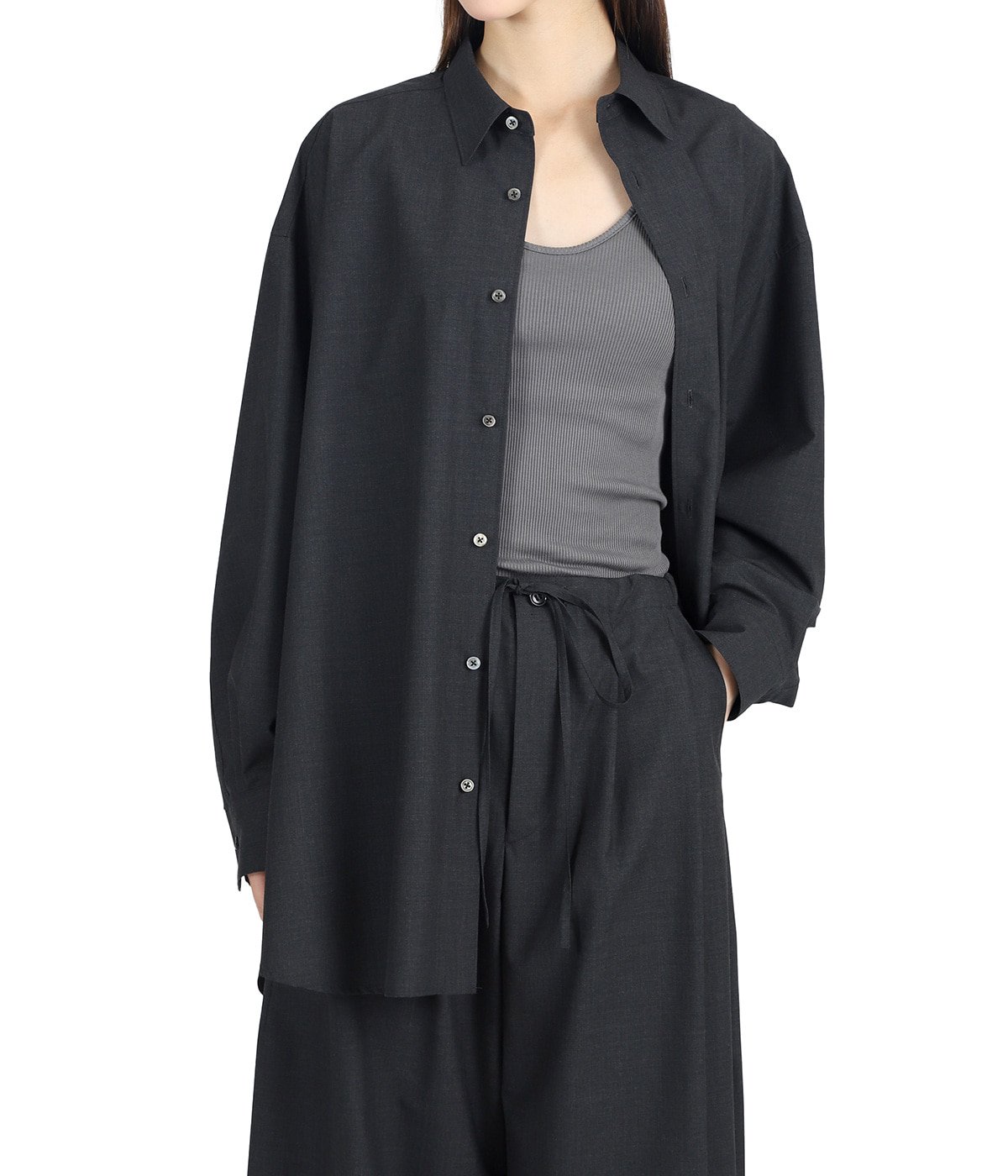 レディース】Fine Wool Heather Regular Collar Shirt | Graphpaper