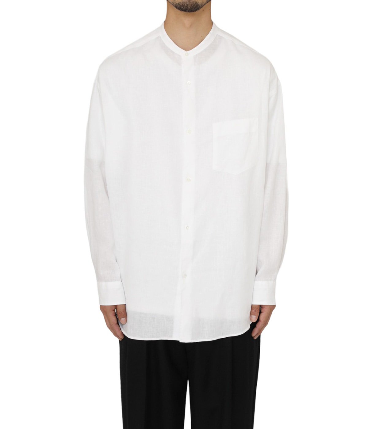 Linen L/S Oversized Band Collar Shirt | Graphpaper(グラフペーパー