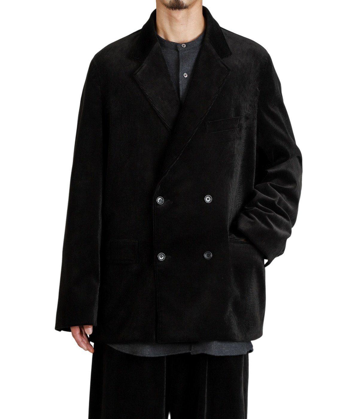Graphpaper コーデュロイ ジャケット Suvin Corduroy Collarless Jacket-スヴィンコーデュロイカラーレス