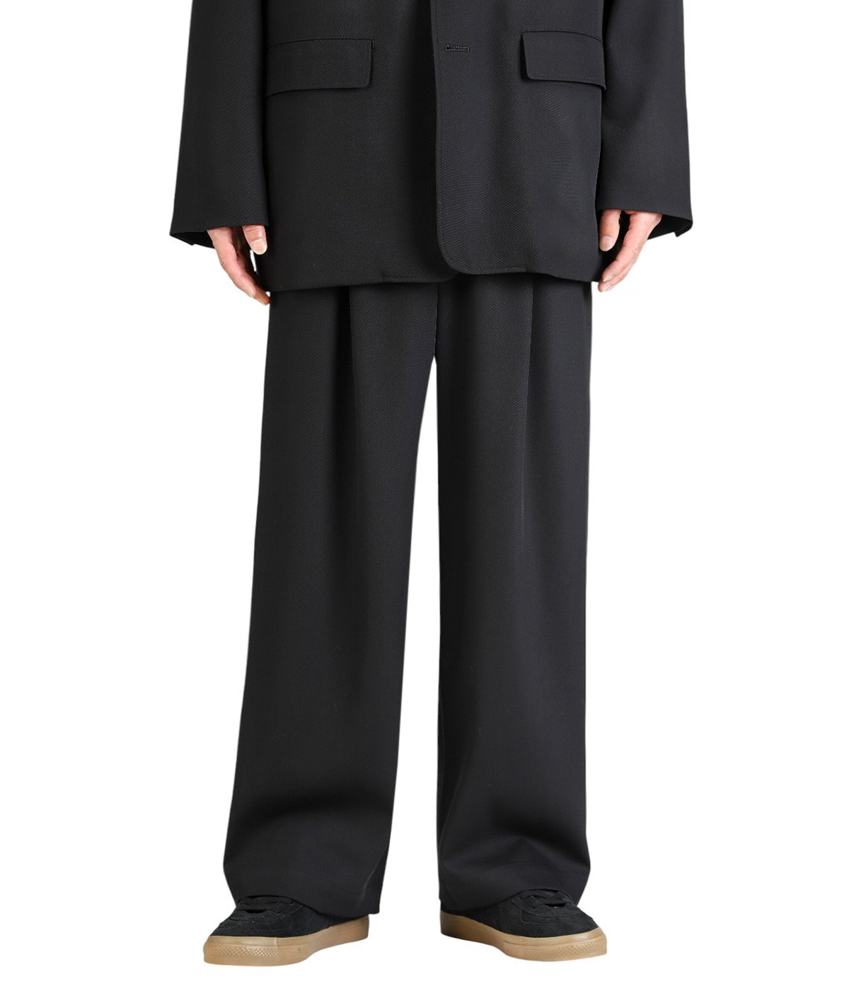 Graphpaper ブラック スラックス サイズ2 Techno Wool Nylon Wide Tapered Trousers | Graphpaper(グラフ