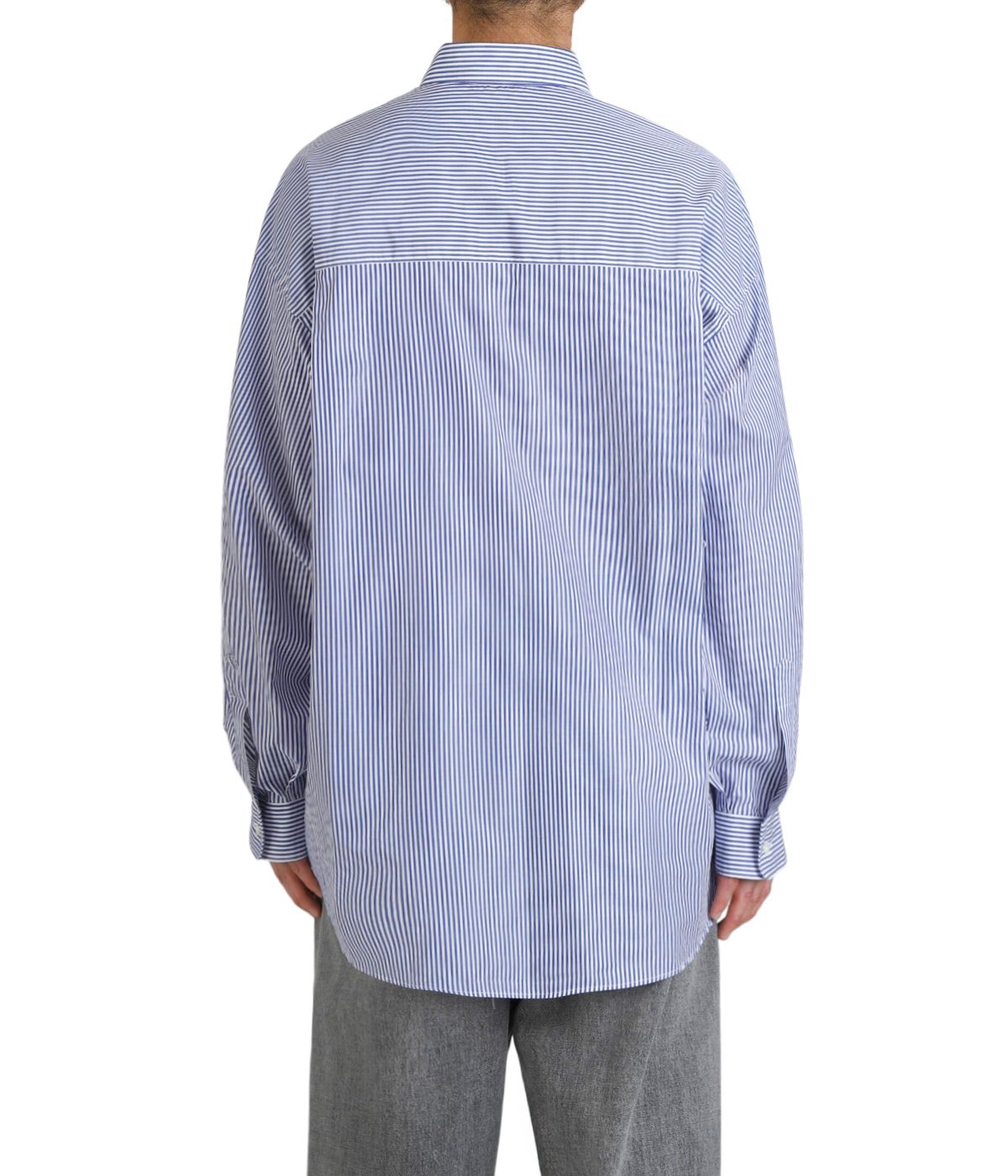 carorie BIG STRIPE SHIRT BLUE Lサイズ Broad Stripe L/S Oversized Regular Collar Shirt | Graphpaper