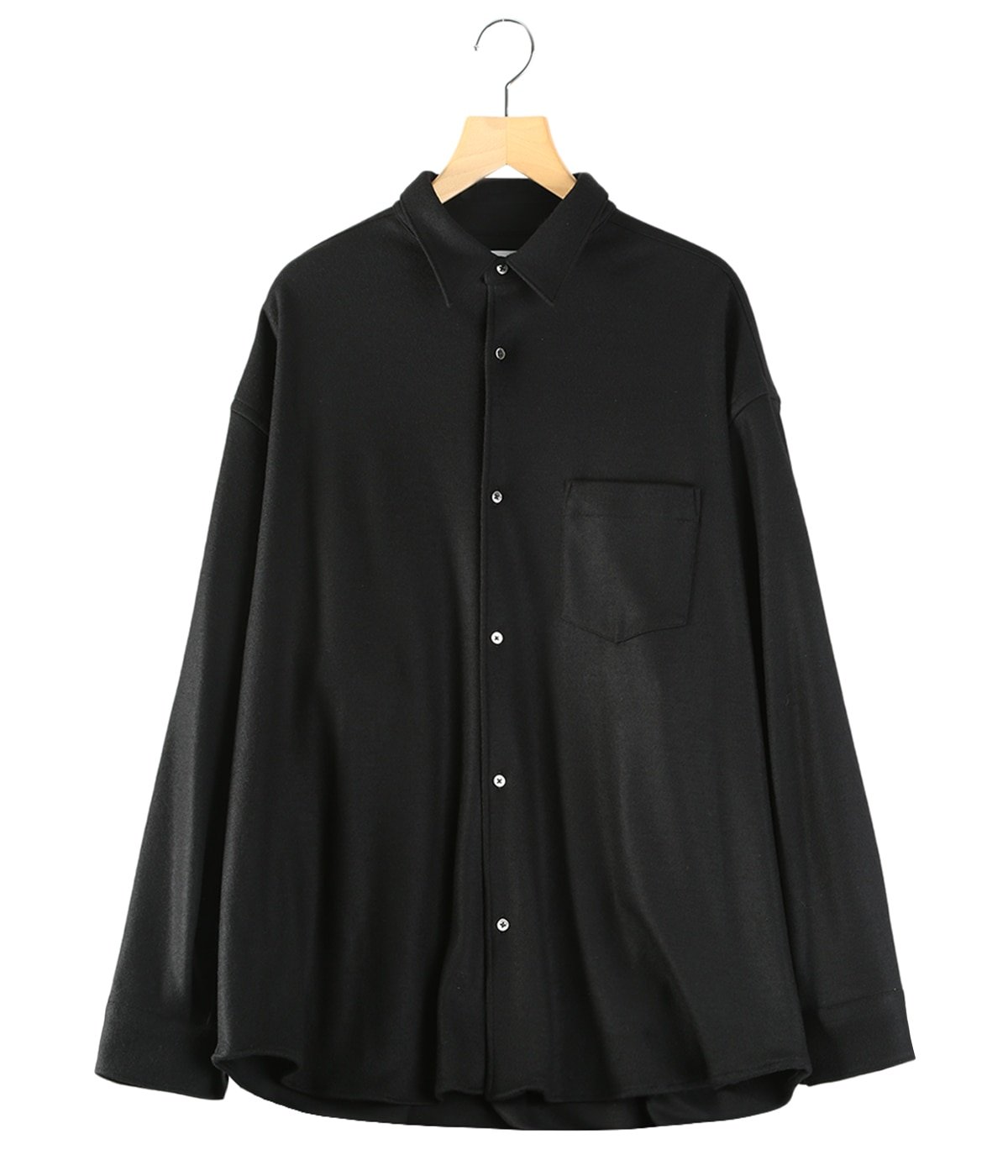 Wool Smooth Flannel Oversized Regular Collar Shirt