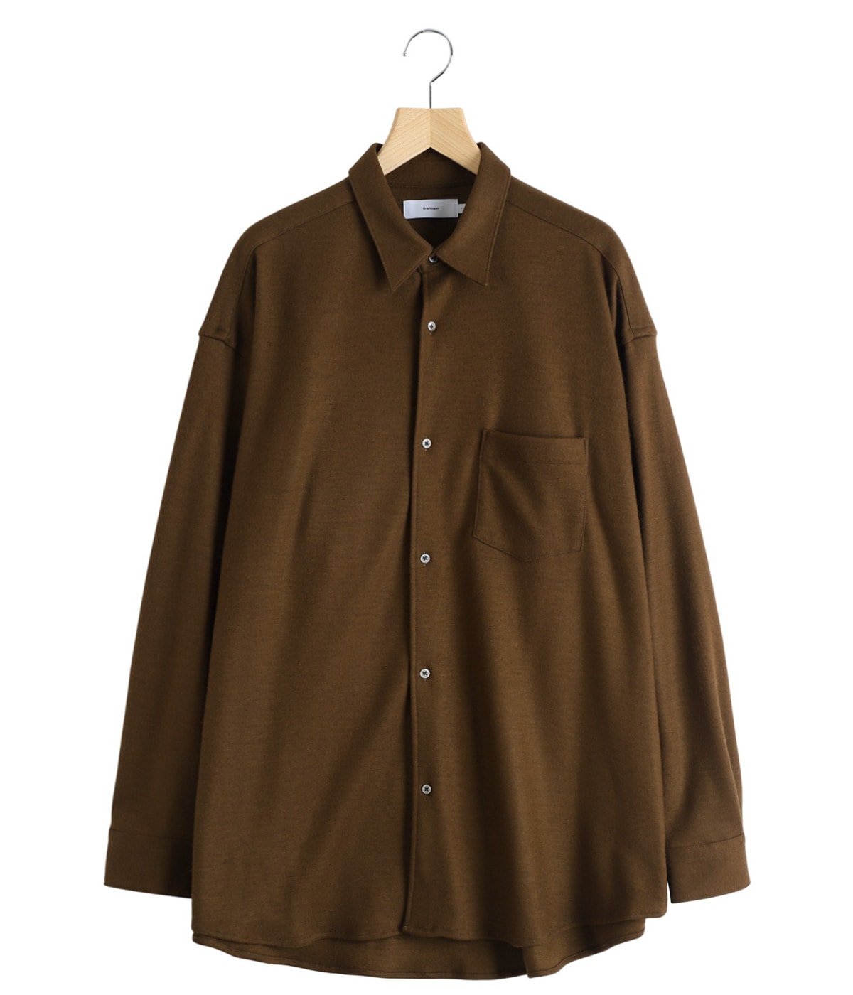 Wool Smooth Flannel Oversized Regular Collar Shirt