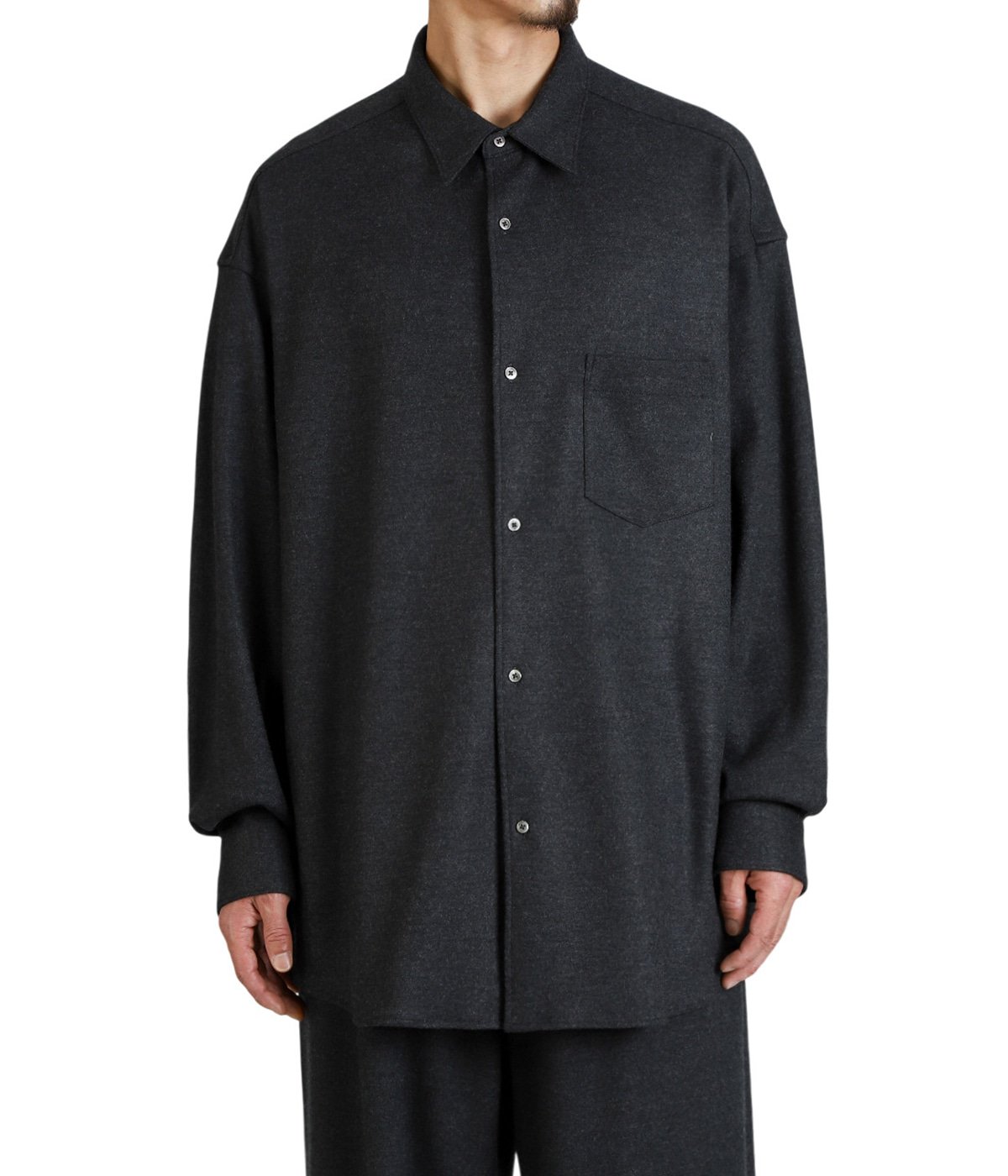 Wool Smooth Flannel Oversized Regular Collar Shirt | Graphpaper Wool Smooth Flannel Oversized Regular Collar Shirt | Graphpaper