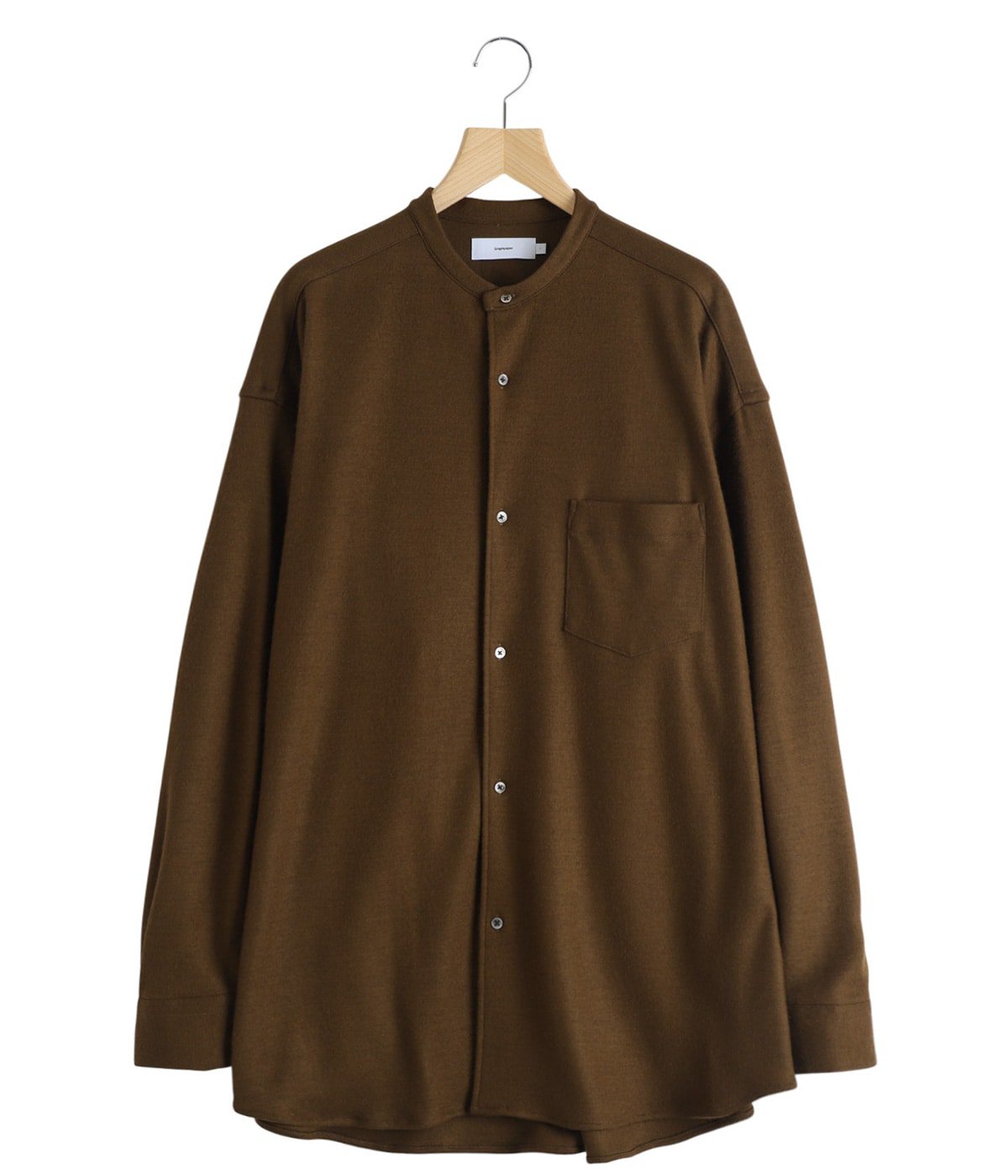 Wool Smooth Flannel Oversized Band Collar Shirt | Graphpaper