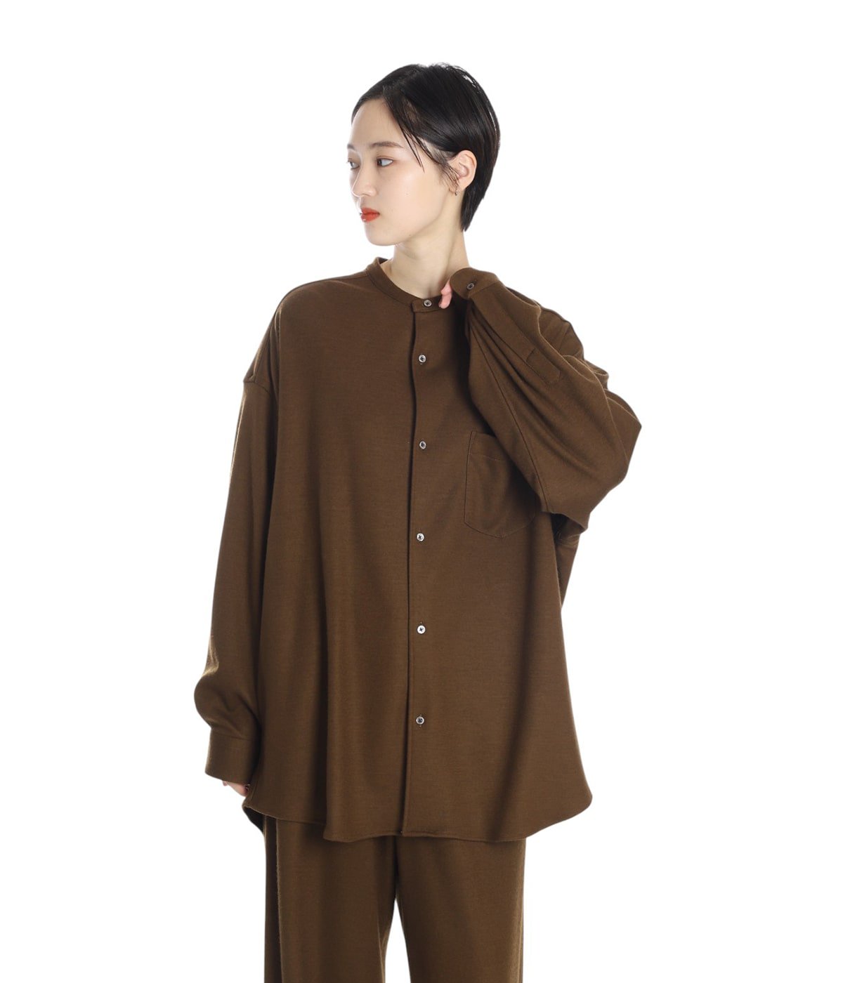 Wool Smooth Flannel Oversized Band Collar Shirt | Graphpaper