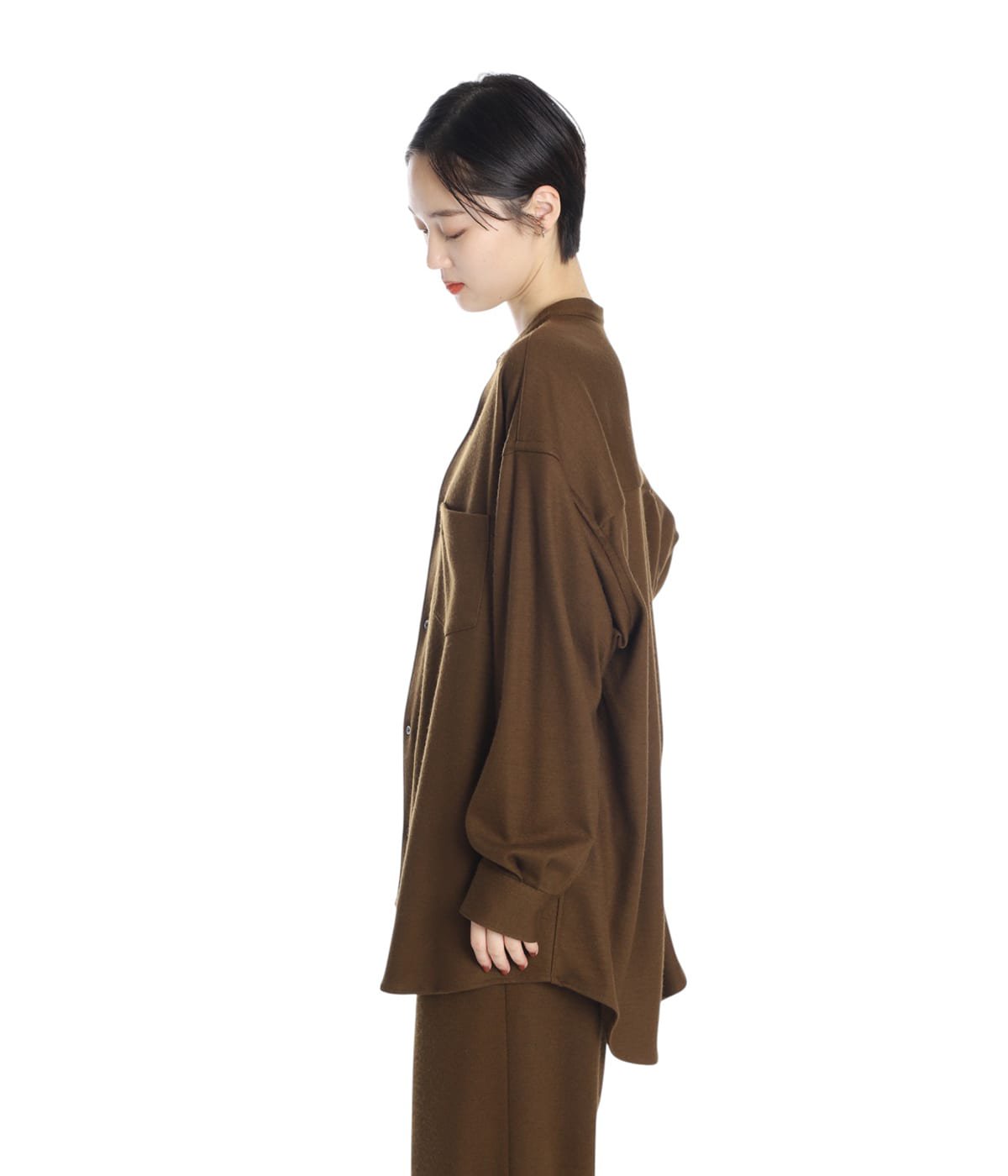 Wool Smooth Flannel Oversized Band Collar Shirt | Graphpaper