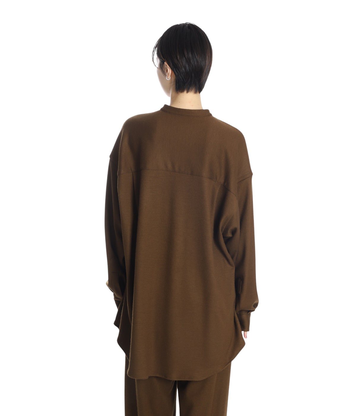 Wool Smooth Flannel Oversized Band Collar Shirt | Graphpaper