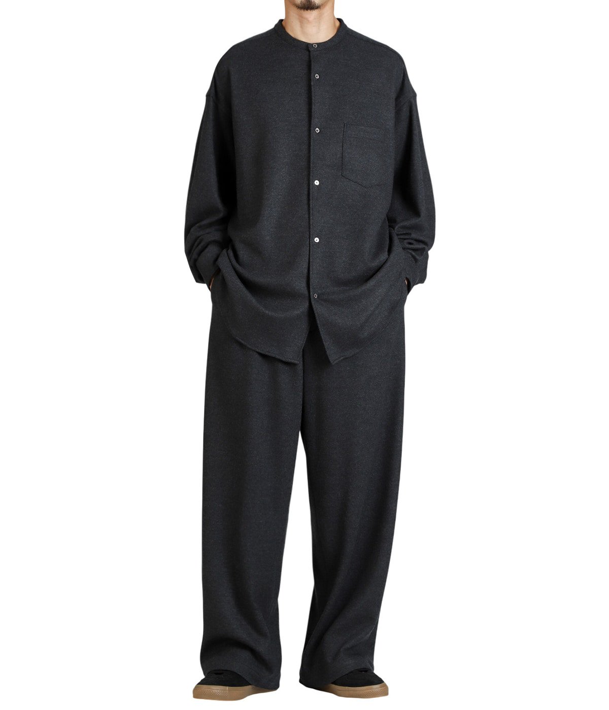 Wool Smooth Flannel Oversized Band Collar Shirt | Graphpaper