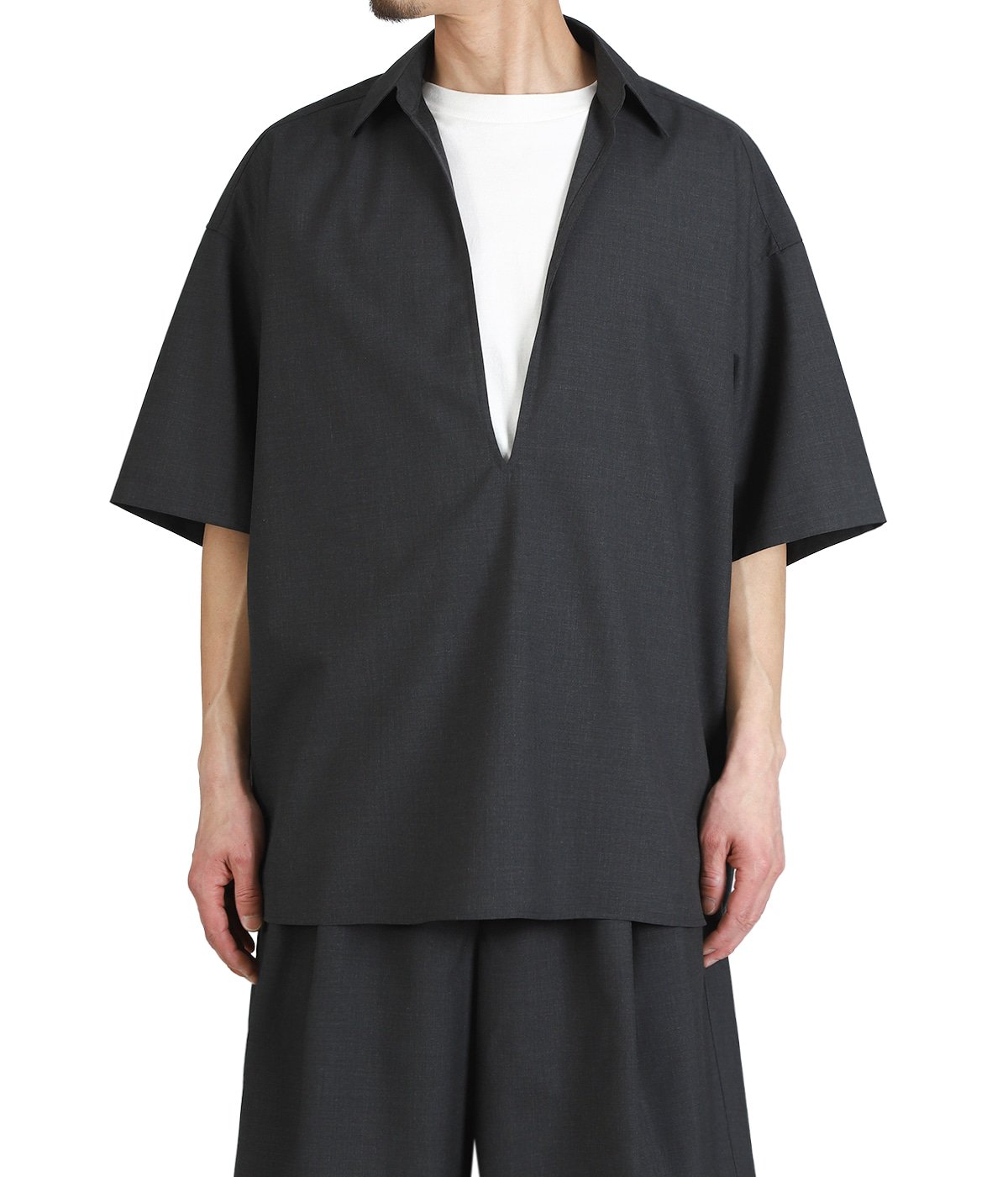 graphpaper プルオーバー　s/s 半袖 Fine Wool Heather S/S Skipper Shirt | Graphpaper(グラフペーパー