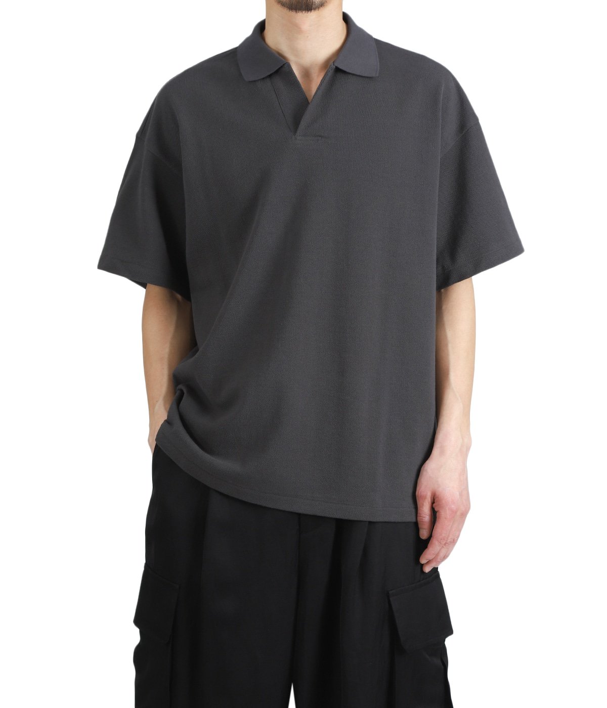 グラフペーパーCotton Pique Jersey Skipper Polo Graphpaper] グラフペーパー Cotton Pique Jersey S/S Skipper Polo
