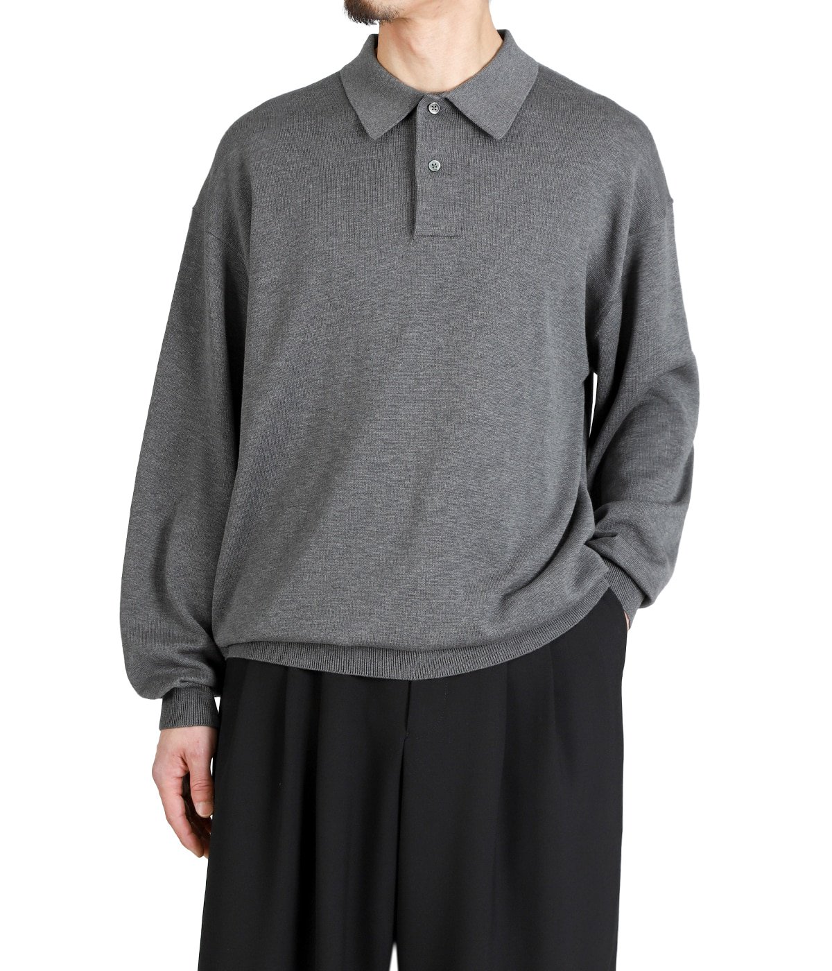 Graphpaper ニットポロ　グリーン Suvin High Gauge Knit Oversized L/S Polo | Graphpaper(グラフ