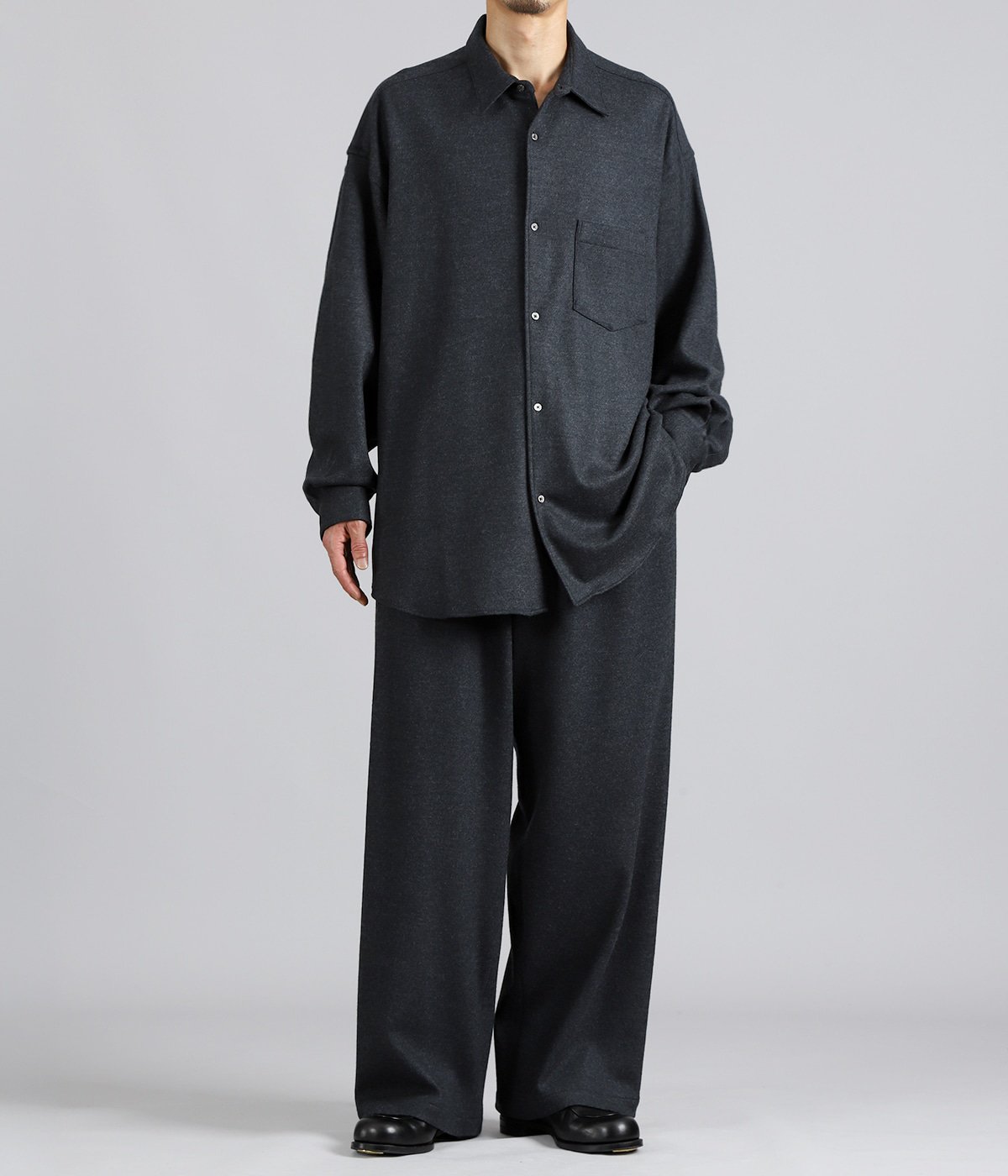 Wool Smooth Flannel Oversized Regular Collar Shirt | Graphpaper