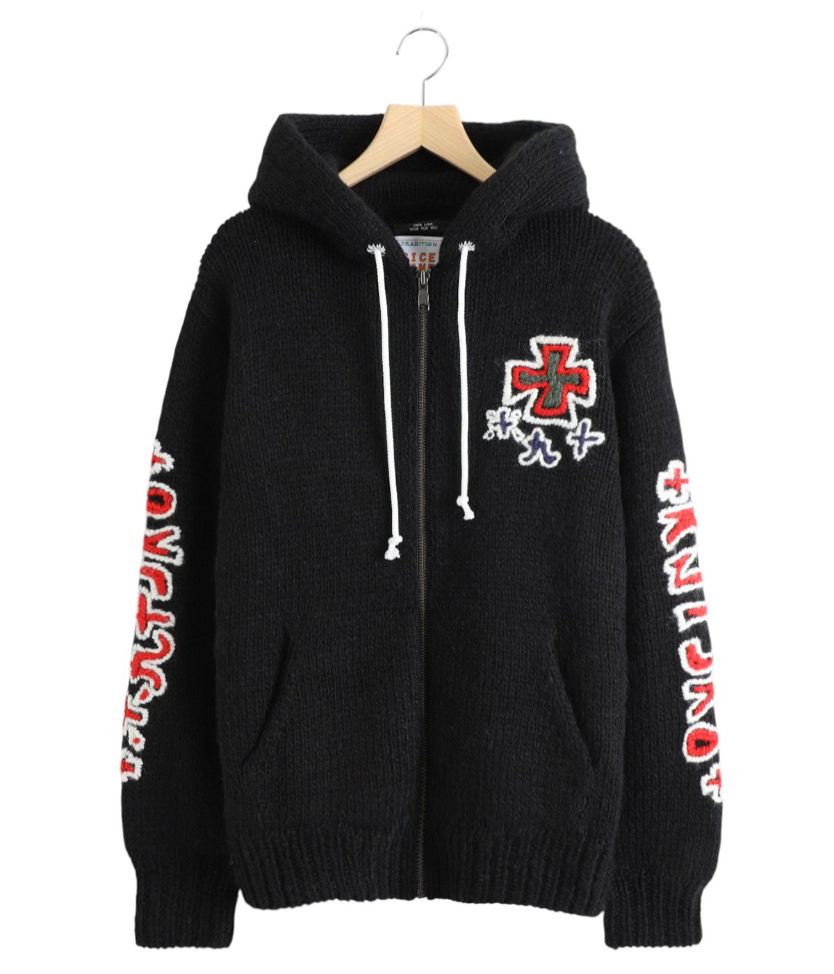 ꧁꧂ RICE NINE TEN 手編みパーカー RICE NINE TEN ライスナインテン Hand Knit Zip Up Hooded dark