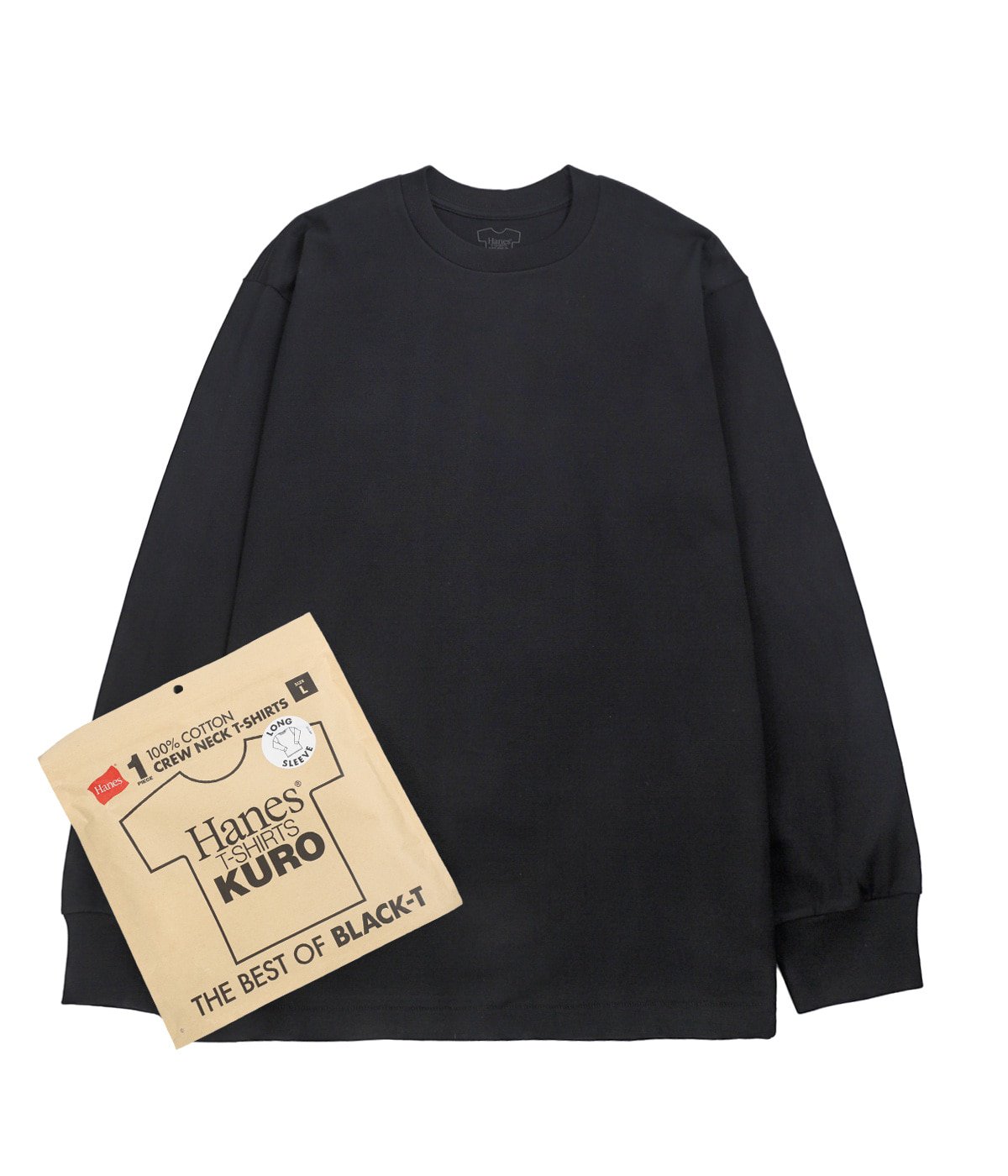 1P Hanes T-SHIRTS KURO クルーネックロングスリーブTシャツ | Hanes