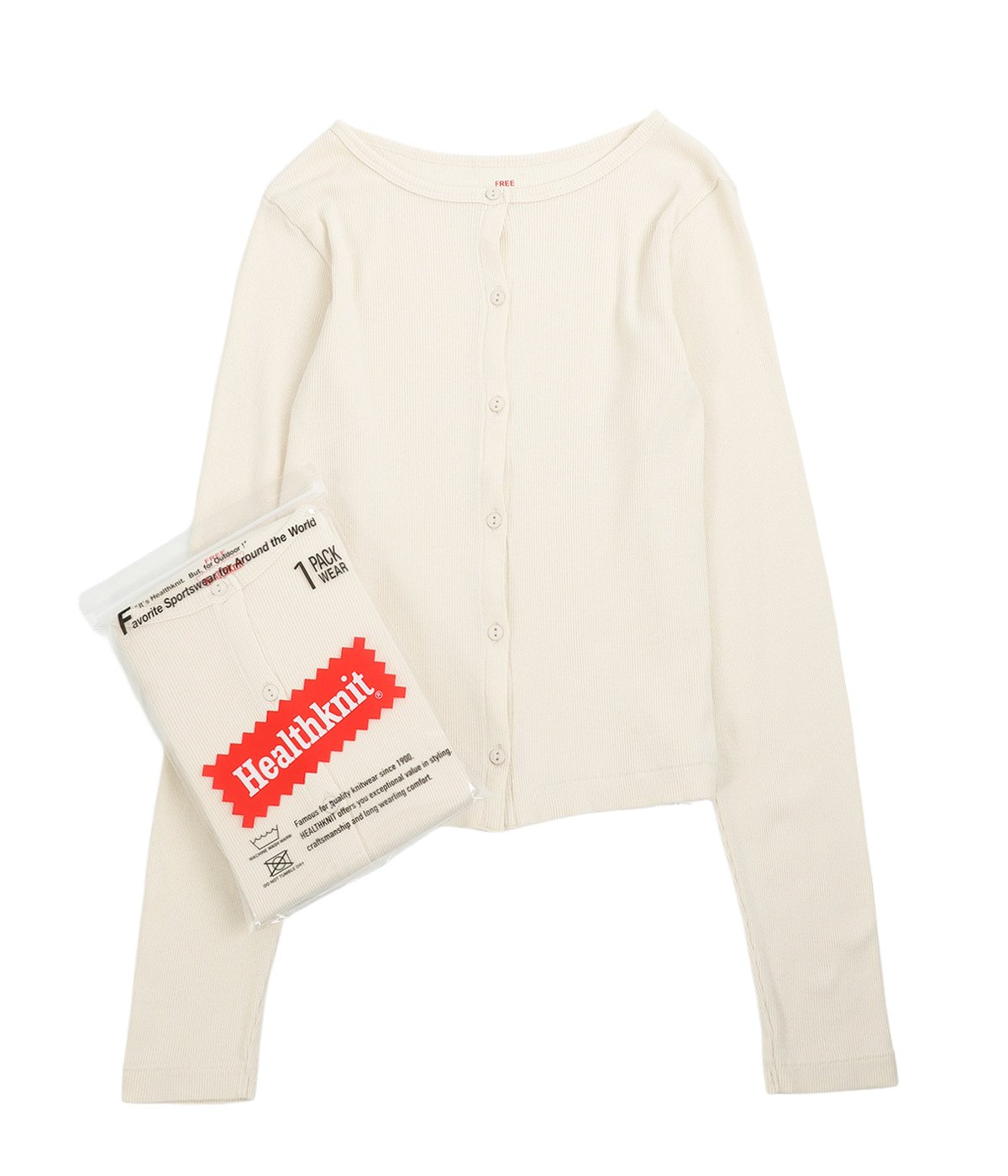 レディース】Rib Crew Cardigan | Healthknit(ヘルスニット