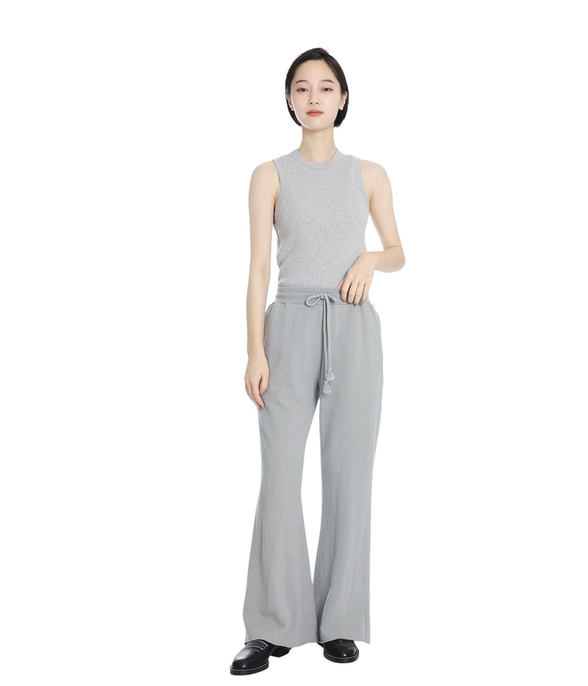 INSCRIRE グレー フレアカジュアルパンツ レディース】Cotton Linen Flare Pants | INSCRIRE(アンスクリア