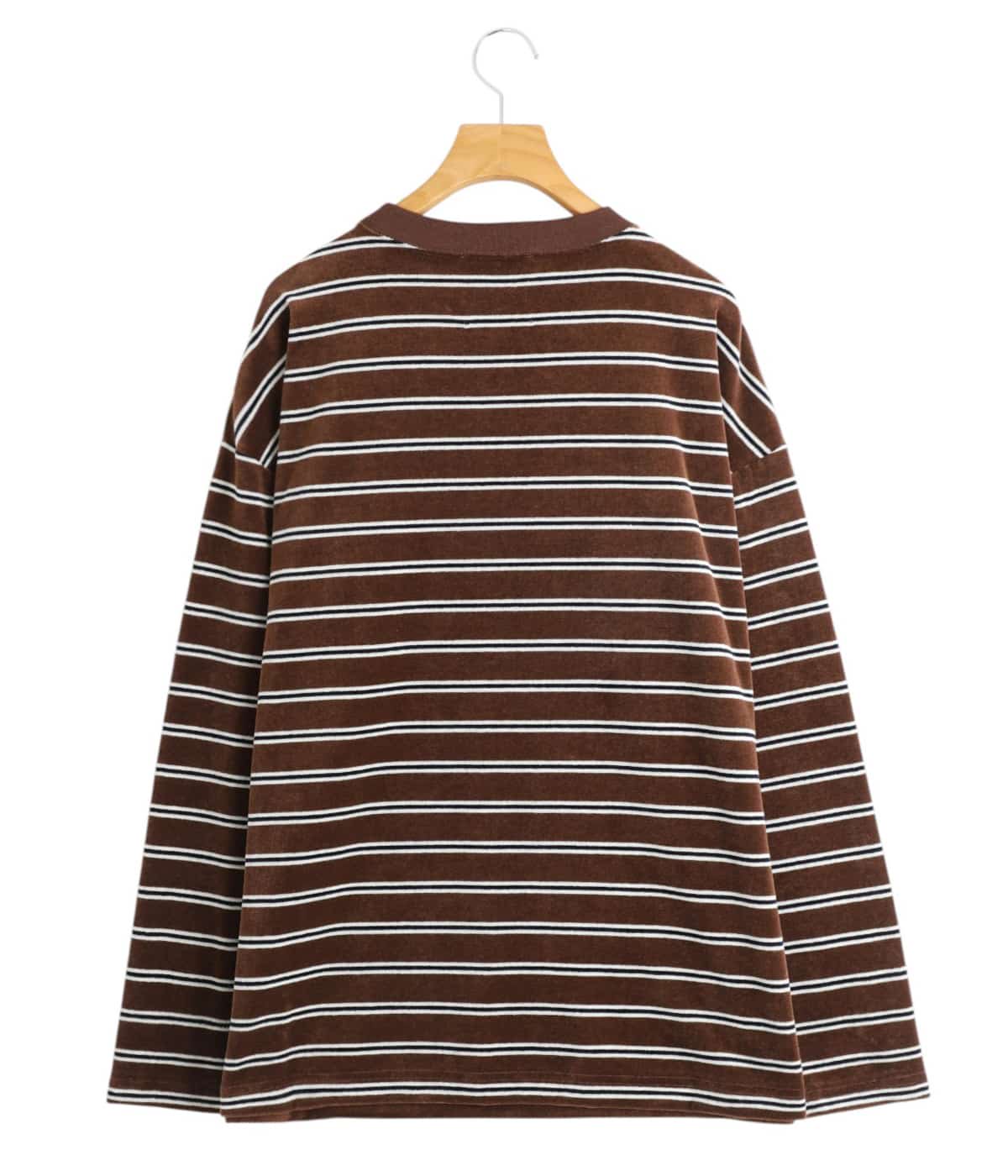 レディース】Velvet Border Long Sleeve Tee | INSCRIRE(アンスクリア