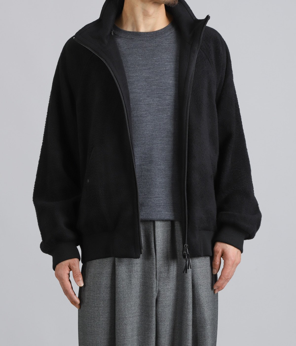 SILK FLEECE STAND JACKET | ATON(エイトン) / アウター フリース