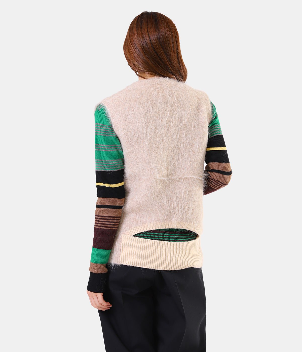 jun mikami shaggy alpaca V neck vest | www.jarussi.com.br