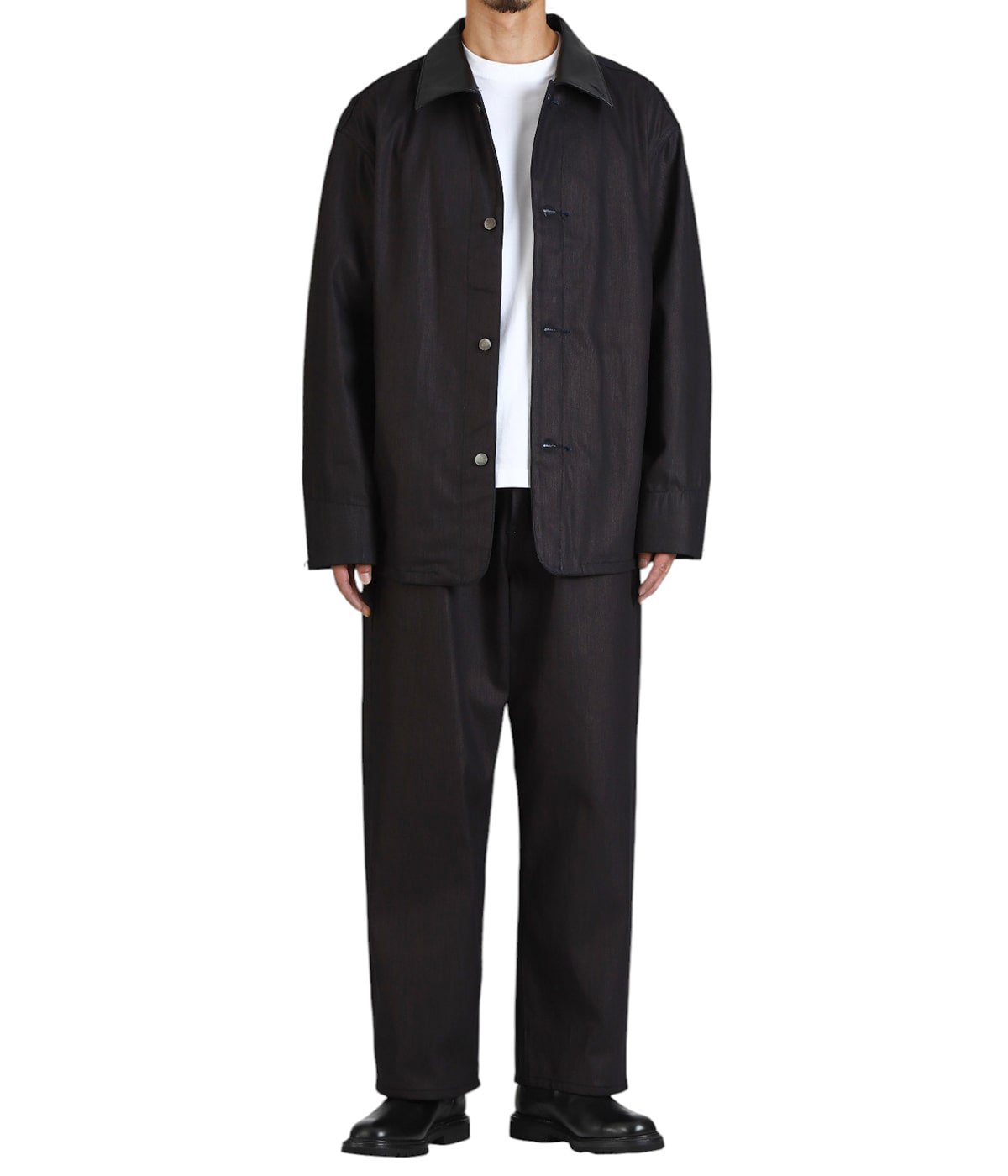 キフ kiivu 【 K112521016 】 コーティング ワイド デニム パンツ　44081 DENIM WIDE TROUSER- 12.5oz Rainbow Denim + SUMI - | kiivu(キフ