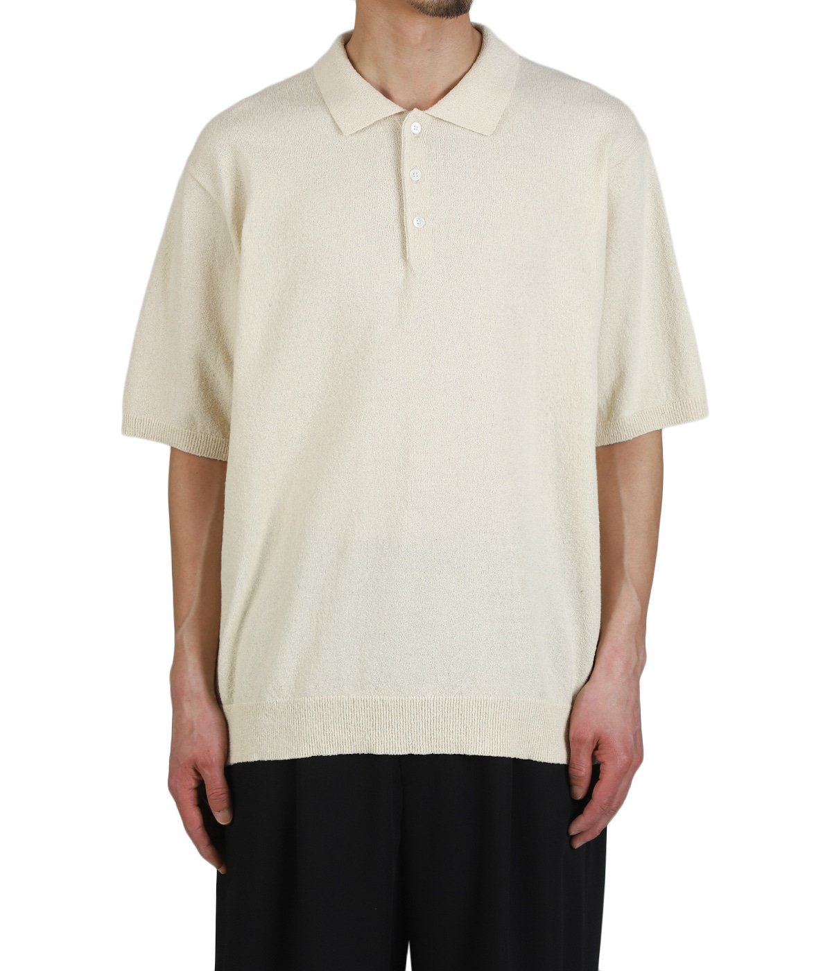 COTTON WASHI BOUCLE HALF SLEEVE POLO SWEATER | ATON(エイトン